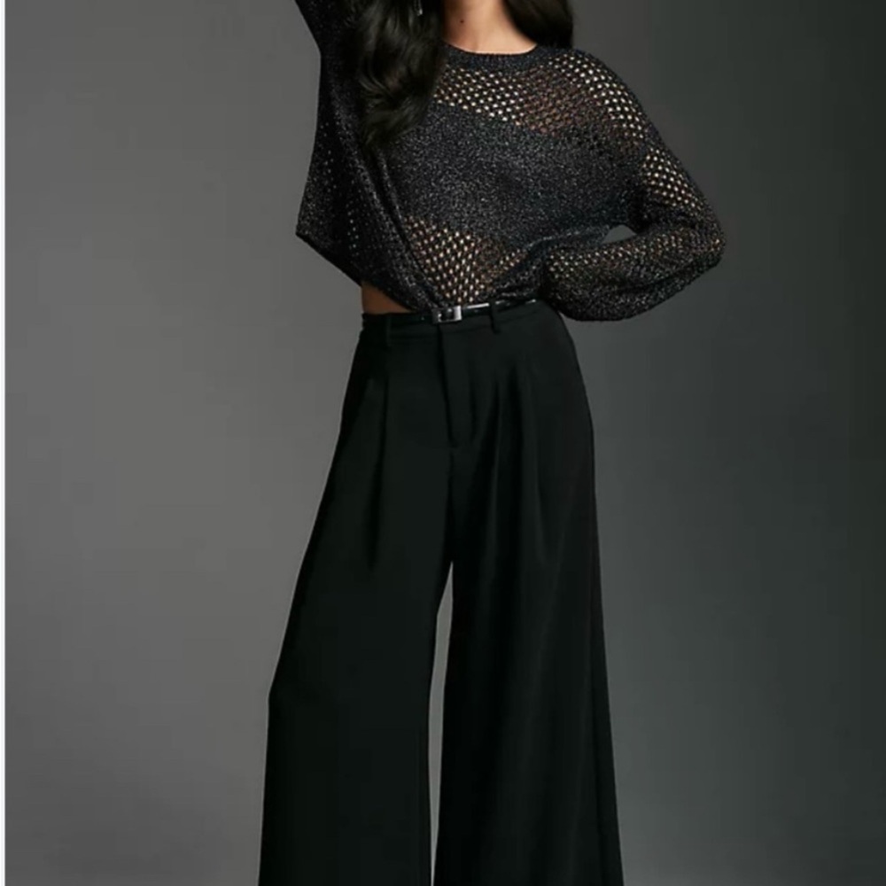 Pilcro Metallic Black Knit Top, size L - Picture 3 of 6